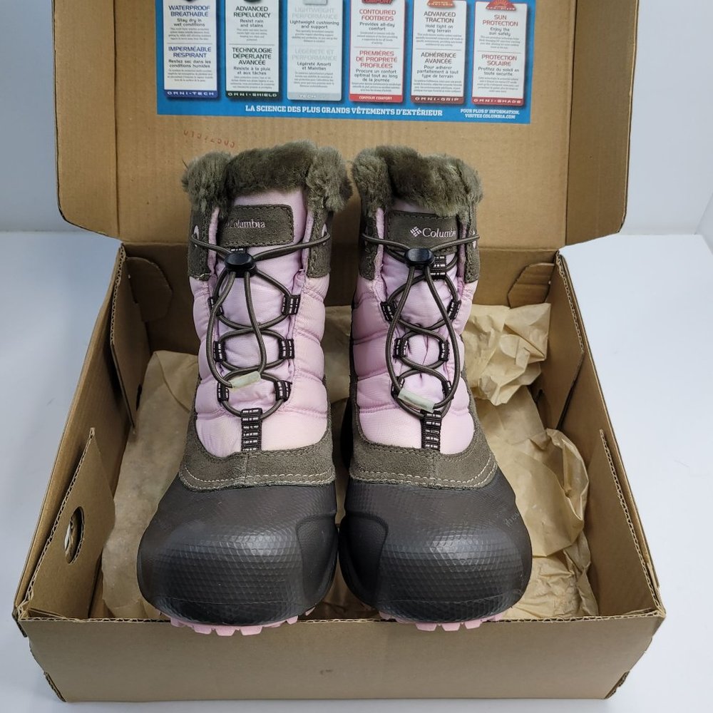 Columbia Rope Tow Kids Winter Faux Fur Boots Pink Brown BY1412-255 US Size 5Y - Picture 2 of 11
